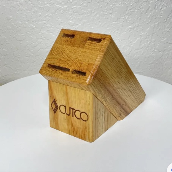 Cutco 4 Slot Gourmet Knife Block #1740 Solid Honey Oak - Block only - Picture 3 of 6
